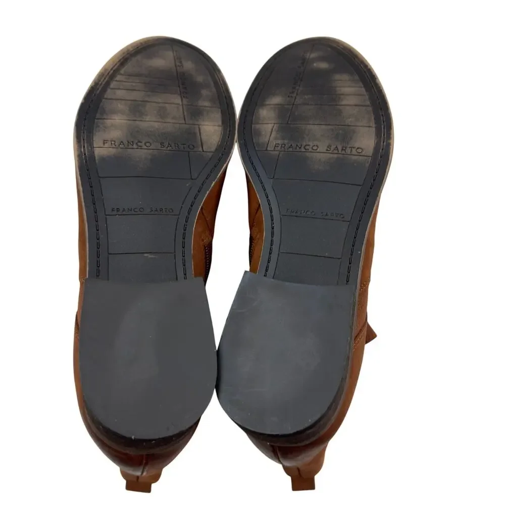 Franco Sarto Caramel Leather Zipper Classic Timeless Booties Women's Size 8